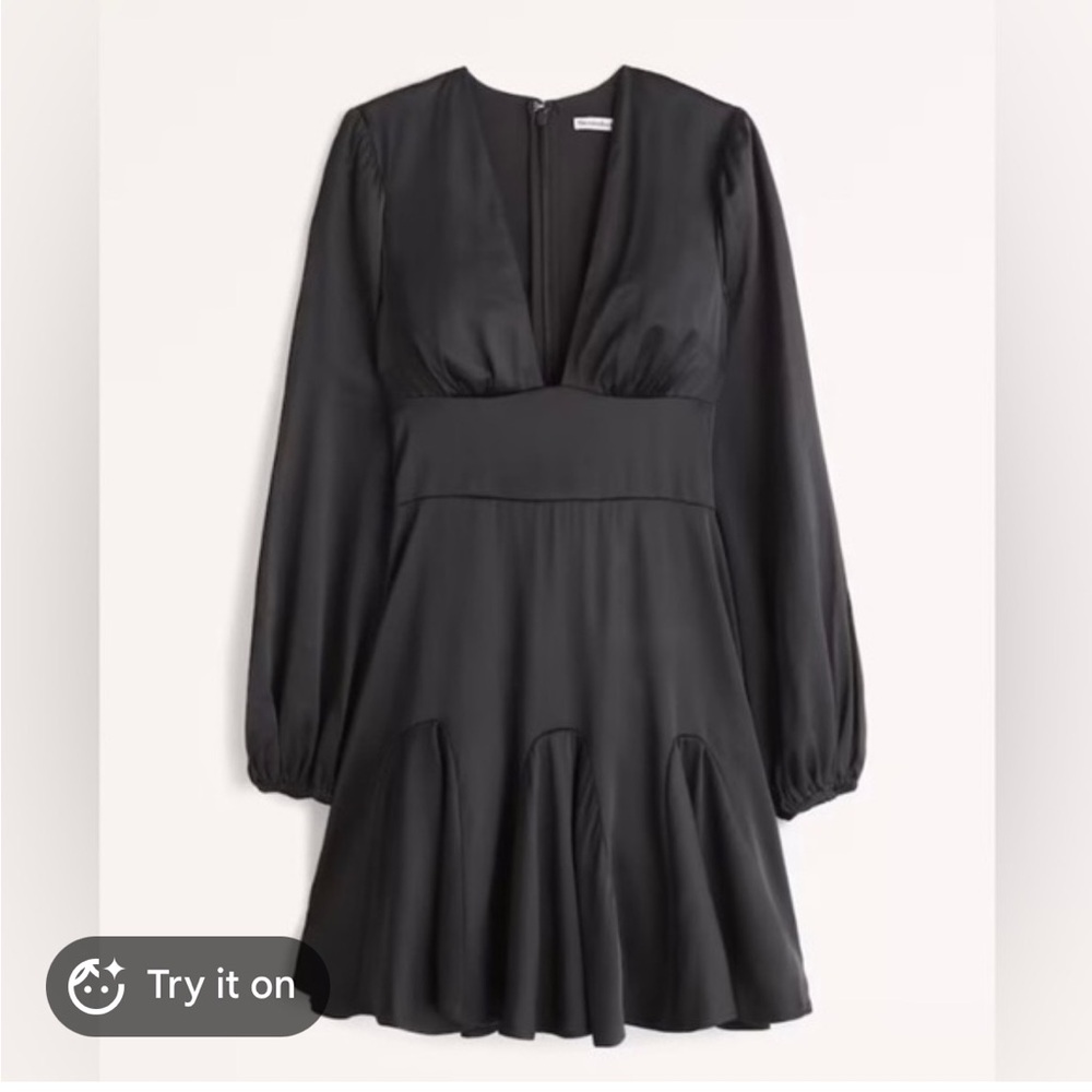 Abercrombie & Fitch Black Deep V-Neck Long Sleeve Mini Dress - Picture 5 of 5